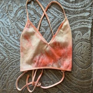 Pink tie die crop top